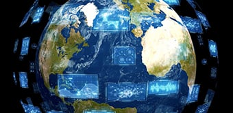 Globe surrounded by data traffic