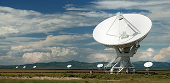 Several ground satellite pointed skyward